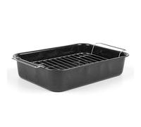 Russell Hobbs CW9161 Fuente para Horno Cuadrada Romano con Esmalte vítreo y Rejilla, 38.5 cm, antiadherente, bandeja honda grande, acabado moteado, negro