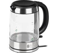 Russell Hobbs Glass Hervidor de Agua Eléctrico (2200 W, 1.7 L, Cristal, Acero Inoxidable, Plata/ Transparente/ Azul/ Gris) - Ref. 21600-57