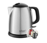 Russell Hobbs Hervidor de Agua Eléctrico Adventure - 1 litro, Pequeño, 2400 W, Filtro Extraíble, Zona de Ebullición Rápida, Base de 360°, Indicador del Nivel de Agua, Inox., Plata - 24991-70