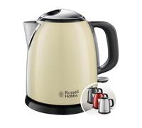 Russell Hobbs Hervidor de Agua Eléctrico Colours Plus - 1 litro, Hervidor Pequeño, 2400 W, Filtro Extraíble, Zona de Ebullición Rápida, Base de 360°, Indicador Nivel de Agua, Inox., Crema - 24994-70