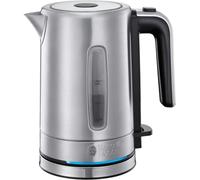 Russell Hobbs Hervidor de Agua Eléctrico Compact Home - 0,8 litros, Hervidor Pequeño, 2200 W, Diseño Compacto, Iluminación Azul, Filtro Extraíble, Base de 360°, Acero Inoxidable, Plata - 24190-70