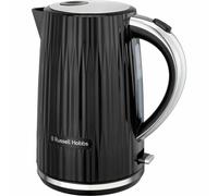 Russell Hobbs Hervidor de Agua Eléctrico, para agua caliente, té o café, 1,7 l, tapa de apertura por presión, filtro extraíble y lavable, detalles cromados, negro, 2400 W, Eden 27360-70