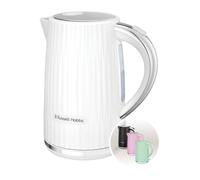 Russell Hobbs Hervidor de Agua Eléctrico, para agua caliente, té o café, 1,7 l, tapa apertura por presión, filtro extraíble y lavable, detalles cromados, blanco, 2400 W, Eden 27360-70