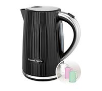 Russell Hobbs Hervidor de Agua Eléctrico, para agua caliente, té o café, 1,7 l, tapa de apertura por presión, filtro extraíble y lavable, detalles cromados, negro, 2400 W, Eden 27360-70