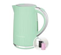 Russell Hobbs Hervidor de Agua Eléctrico, para agua caliente, té o café, 1,7 l, tapa de apertura por presión, filtro extraíble y lavable, detalles cromados, verde pistacho, 2400 W, Eden 27364-70