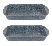 Russell Hobbs COMBO-5446 Roasting Pan Set Of 2-38cm Non Stick Oven Roasting Tray With Handles, PFOA Free, Carbon Steel, Roast Chicken Tray, Family Sized For Vegetables & Meat, Oven Safe to 220°C