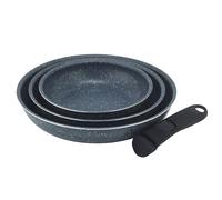 Russell Hobbs RH03293EU7 Juego de sartenes de Smart Clip - 3 sartenes antiadherentes con asa extraíble, para horno y placas de inducción, ahorro de espacio apilable, 20/24/28 cm, Nightfall Stone