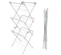 Russell Hobbs LA083357PINKEU7 Tendedero De Acero Resistente, Colgar la Colada, Tres Niveles, 64 x 45 x 138 cm, Plegable, 4 Alas Laterales Para Colgar Perchas, Tendedero Para Ropa y Toallas, Gris