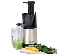 Russell Hobbs Licuadora Slow Juicer - Extractor de Zumos, 2 Coladores Fino y Grueso, Colador para Granizados, Jarra de Zumo, Depósito de Pulpa, Piezas Lavables en Lavavajillas, Plata - 25170-56
