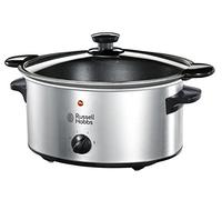Russell Hobbs Olla de Cocción Lenta Cook@Home - Capacidad 3,5 L, 4 Raciones, 3 Temperaturas, Cuerpo de Acero Inoxidable, Cazuela Extraíble, Fácil Limpieza, Tapa de Cristal, Plata - 22740-56
