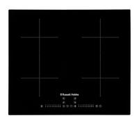 Russell Hobbs, Placa de inducción negra de 60 cm con doble puente flexible, control táctil multideslizante, temporizador de 99 minutos, ajustes de potencia de 9 etapas, función de impulso, sensor