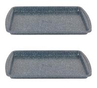 Russell Hobbs Bandeja de repostería de Piedra COMBO-5445 Nightfall, 38 cm, mármol Azul, Juego de 2, Acero al Carbono, 38 cm