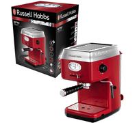 Russell Hobbs Cafetera Espresso Retro - Cafetera Vintage, Presión 15 Bares, Café Molido o Cápsulas ESE, Calentador de Termobloque, Calientatazas, Varilla de Vapor Giratoria, Rojo - 28250-56