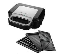 Russell Hobbs Sandwichera 3 en 1, modelo 26810-56, Placas para Gofres, Sándwiches y Grill, 750W, Acero Inoxidable y Negro