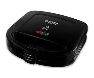 Russell Hobbs Sandwichera Classics - 2 Porciones, Revestimiento Antiadherente, Fácil Limpieza, Indicador Luminoso, Asas con Pestaña de Cierre, 700 W, Negro - 24520-56