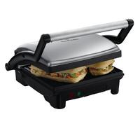 Russell Hobbs Sandwichera Cook@Home - Grill 3 en 1: Panini, Plancha y Parrilla, Apertura 180°, Revestimiento Antiadherente, Fácil Limpieza, Indicador Luminoso, 1800 W, Plata y Negro - 17888-56