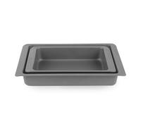 Russell Hobbs Shield Juego de bandejas de asar, 32/38 cm | Acero al carbono, antiadherente, sin PFOA, horno hasta 220 °C, acabado gris, diseño encajable de 2 piezas