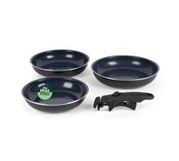 Russell Hobbs Smart Clip Juego de 3 Sartenes - Revestimiento Antiadherente, Sartenes de 20, 24 y 28 cm, Mango Desmontable con Clip, Apilables, Libres de PFOA, Tortilla, Aptas para Horno