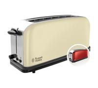Russell Hobbs Tostadora Colours Plus - 1 Ranura Larga y Ancha para 2 Rebanadas, Bandeja Recogemigas, Calientapanecillos, Función Cancelar y Descongelar, Acero Inoxidable, Crema - 21395-56
