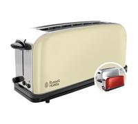 Russell Hobbs Tostadora Colours Plus - 1 Ranura Larga y Ancha para 2 Rebanadas, Bandeja Recogemigas, Calientapanecillos, Función Cancelar y Descongelar, Acero Inoxidable, Crema - 21395-56