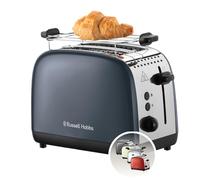 Russell Hobbs Tostadora Colours Plus, 2 Ranuras Cortas y Anchas, Tostador para 2 Rebanadas, Bandeja Recogemigas, Calientapanecillos, Función Cancelar y Descongelar, Acero Inoxidable, Gris, 26552-56