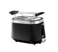 Russell Hobbs Tostadora de 2 Rebanadas [980W] Brontë Black (6 Niveles,Acabado Mate, Detalles Acero Inoxidable, Ranuras Anchas, Descongelar, Recalentar,Cancelar, Calienta Panecillos, Negro) 26760-56