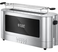Russell Hobbs Tostadora Elegance - 1 Ranura Larga, Tostador para 2 Rebanadas, Bandeja Recogemigas, Calientapanecillos, Función Cancelar y Descongelar, Acero Inoxidable, Cristal, Plata - 23380-56