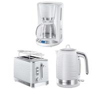 Russell Hobbs Tostadora Inspire, Plástico Texturizado, Blanco 24370-56 + Hervidor de Agua Eléctrico Inspire 1,7 litros 24360-70 + Cafetera de Goteo Inspire 24390-56