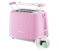 Russell Hobbs Tostadora para 2 rebanadas de Russell Hobbs,6 niveles tueste, función descongelar,recalentar y cancelar, bandeja recogemigas extraíble, calientapanecillos incluido, rosa, Eden 27372-56
