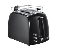 Russell Hobbs Tostadora Textures Plus - 2 Ranuras Cortas y Anchas, Tostador para 2 Rebanadas, Bandeja Recogemigas, Calientapanecillos, Función Cancelar y Descongelar, Negro - 22601-56