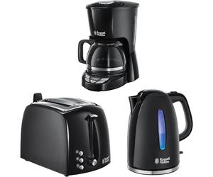 Russell Hobbs Tostadora Textures Plus 2 Ranuras, Negro 22601-56+Hervidor de Agua Eléctrico Textures 1,7 litros 22591-70+Cafetera de Goteo Textures Plus 10 Tazas 22620-56