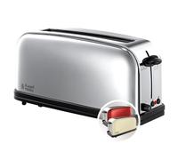 Russell Hobbs Tostadora Victory - 1 Ranura Larga y Ancha, Tostador para 2 Rebanadas, Bandeja Recogemigas, Calientapanecillos, Función Cancelar y Descongelar, Acero Inoxidable, Plata - 23510-56