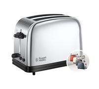 Russell Hobbs Tostadora Victory - 2 Ranuras Cortas y Anchas, Tostador para 2 Rebanadas, Bandeja Recogemigas, Función Cancelar, Descongelar y Extraelevación, Acero Inoxidable, Plata - 23311-56