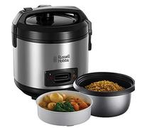 Russell Hobbs- Vaporera y arrocera grande (antiadherente, tapa de cristal, 500 W, 14 raciones, Gris), 27080-56