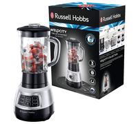 Russell Hobbs Batidora de Vaso Velocity Pro - Funciones Inteligentes: Batido, Granizado y Cremas, Jarra de Cristal de 1,5 L, Cuchilla Revestida de Titanio, 6 Puntas, 1000 W, Plata y Negro - 25720-56