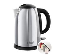 Russell Hobbs Hervidor de Agua Eléctrico Victory - 1,7 litros, 2400 W, Filtro Extraíble, Zona de Ebullición Rápida, Base de 360°, Indicador del Nivel de Agua, Acero Inoxidable, Plata - 23930-70