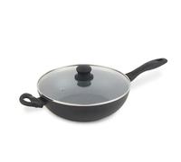 Russell Hobbs Wok RH02812EU7 con tapa, sartén antiadherente, apta para placa de inducción,mango de agarre suave, mármol metálico, aluminio forjado, 28 cm