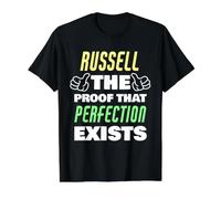 Russell La Prueba De Que Existe La Perfección Divertido Nombre Russell Camiseta gráfica económica, Hombre, Negro, S