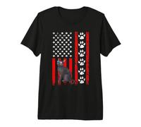 Russian Blue Cat 4th of July Patriotic American Flag Paws Camiseta Premium