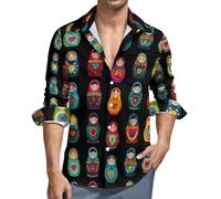 Russian Dolls - Camisa de manga larga para hombre, informal, con botones, Estilo:, 5XL