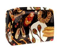 Russian Matryoshka and Cuisine - Bolsa de cosméticos para mujer, bolsa de aseo de viaje, bolsa grande de PVC para maquillaje, práctica bolsa organizadora con cremallera, multicolor,