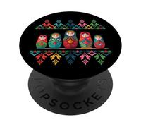 Russian Matryoshka Babushka Flowers Nesting Dolls PopSockets PopGrip Adhesivo