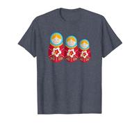 Russian Matryoshka Babushka Nesting Dolls Camiseta, Hombre, Azul Jaspeado, 4XL