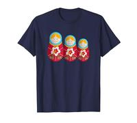 Russian Matryoshka Babushka Nesting Dolls Camiseta, Hombre, Azul Marino, 4XL