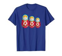 Russian Matryoshka Babushka Nesting Dolls Camiseta, Hombre, Azul Real, S