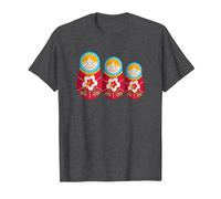 Russian Matryoshka Babushka Nesting Dolls Camiseta, Hombre, Jaspeado Oscuro, XL