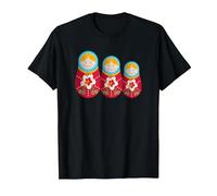 Russian Matryoshka Babushka Nesting Dolls Camiseta, Hombre, Negro, S
