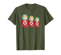 Russian Matryoshka Babushka Nesting Dolls Camiseta, Hombre, Verde Oliva, 3XL