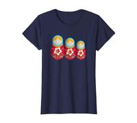 Russian Matryoshka Babushka Nesting Dolls Camiseta, Mujer, Azul Marino, XXL