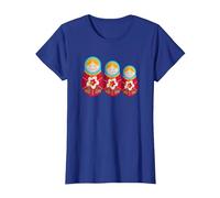 Russian Matryoshka Babushka Nesting Dolls Camiseta, Mujer, Azul Real, M